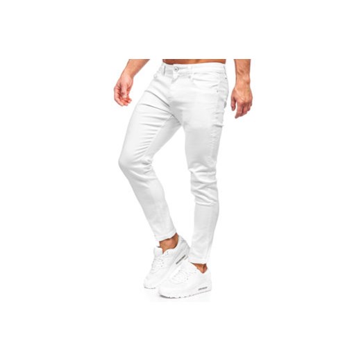Białe spodnie jeansowe męskie skinny fit Denley KX1180 35/XL promocyjna cena Denley
