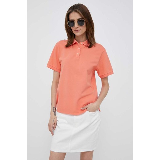 United Colors of Benetton polo damski kolor pomarańczowy United Colors Of Benetton L ANSWEAR.com