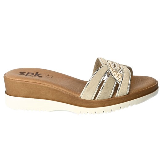 Klapki SPK Shoes 4019 Multi P Brązowe Skórzane Spk Shoes 37 wyprzedaż EuroButy.com.pl