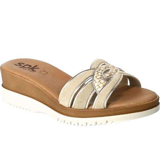 Klapki SPK Shoes 4019 Multi P Brązowe Skórzane Spk Shoes 37 wyprzedaż EuroButy.com.pl