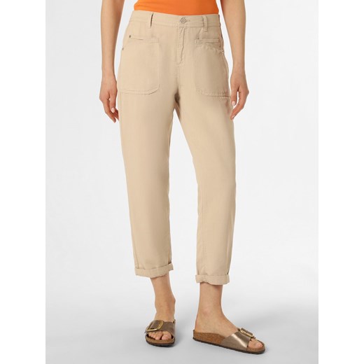 MAC Spodnie z dodatkiem lnu Kobiety Bawełna piaskowy jednolity ze sklepu vangraaf w kategorii Spodnie damskie - zdjęcie 154533278