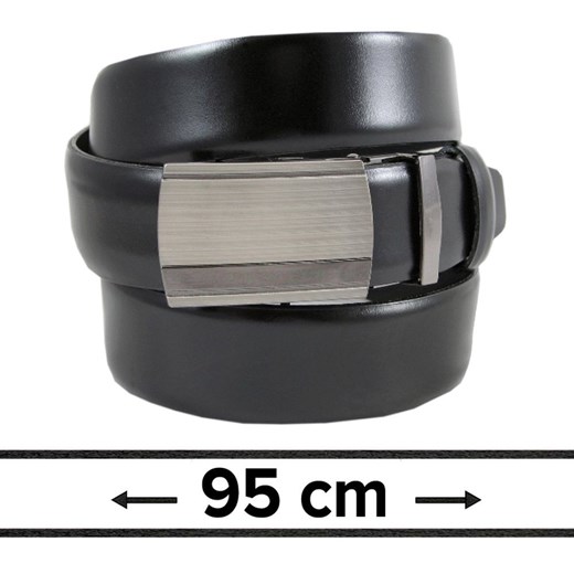 Pasek Czarny do Spodni 95 cm, Automatyczna Klamra, Skórzany, Elegancki -VICTORIO PSVCTO021640rozm95 ze sklepu JegoSzafa.pl w kategorii Paski męskie - zdjęcie 154533796
