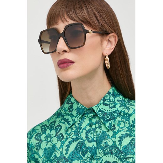 Gucci okulary przeciwsłoneczne damskie kolor brązowy ze sklepu ANSWEAR.com w kategorii Okulary przeciwsłoneczne damskie - zdjęcie 154535836