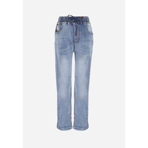 Niebieskie Jeansy z Prostymi Nogawkami i Gumką w Talii Olynia ze sklepu Born2be Odzież w kategorii Spodnie chłopięce - zdjęcie 154537018