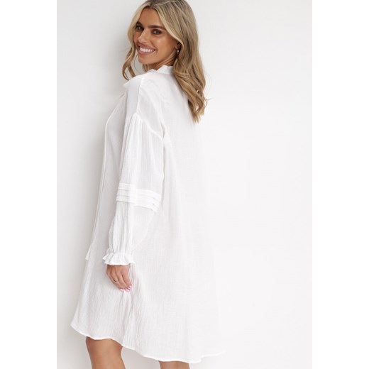 Sukienka Born2be z dekoltem v oversize z długim rękawem 