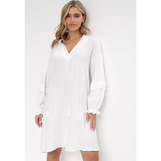 Sukienka Born2be z dekoltem v z długim rękawem oversize 