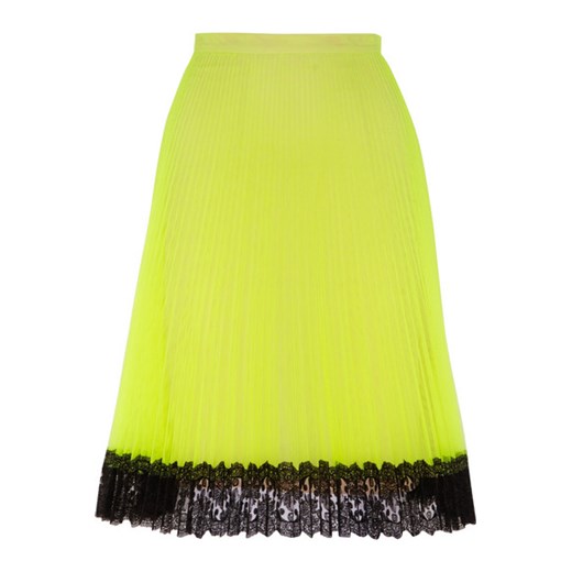 Lace-trimmed neon tulle skirt net-a-porter zielony spódnica