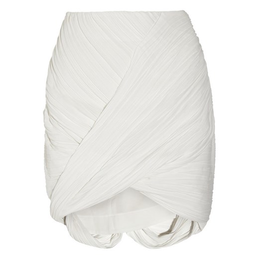 Wrap-effect plissé-crepe mini skirt net-a-porter bialy mini