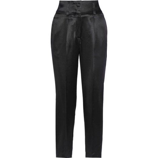 Cropped silk-satin tapered pants