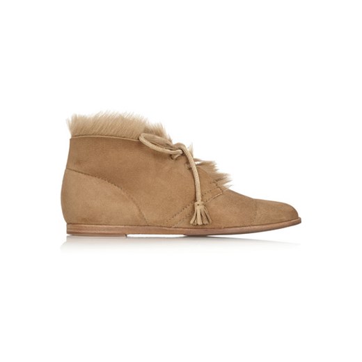 Yurena goat hair-trimmed suede ankle boots net-a-porter pomaranczowy 