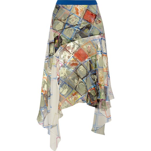 Valley devoré silk-chiffon skirt net-a-porter brazowy spódnica