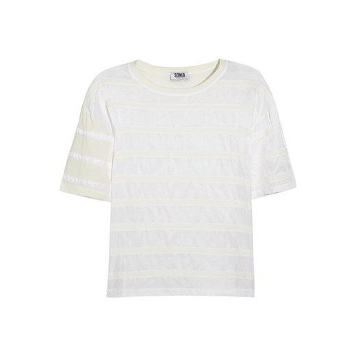 Striped faille and jersey T-shirt