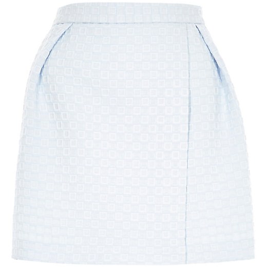 Blue woven square wrap front mini skirt river-island bialy mini