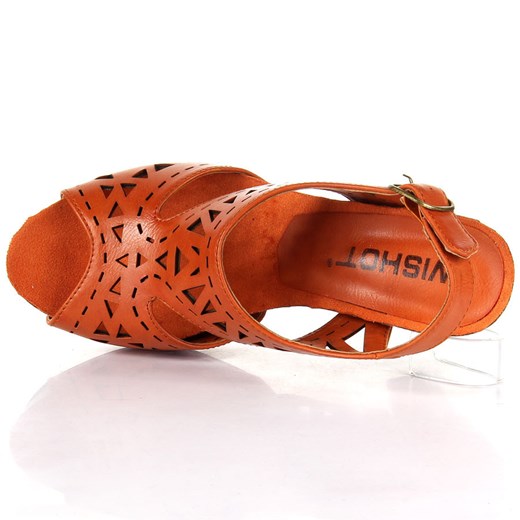 WISHOT R14-DS-256-OR pomarańczowe sandały damskie butyraj-pl czerwony ekologiczne