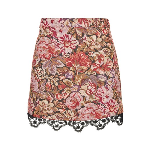 Rose Jacquard Lace Hem Skirt topshop brazowy spódnica