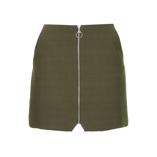 Quilted Zip Front Skirt topshop szary spódnica