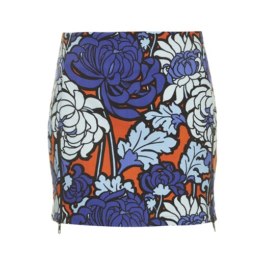 TALL Floral Zip Pelmet Skirt topshop granatowy kwiatowy