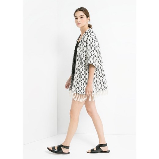 Żakardowe kimono etno mango bezowy bawełna
