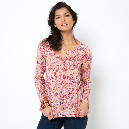 Lejąca bluzka w kwiatki la-redoute-pl rozowy bluzka