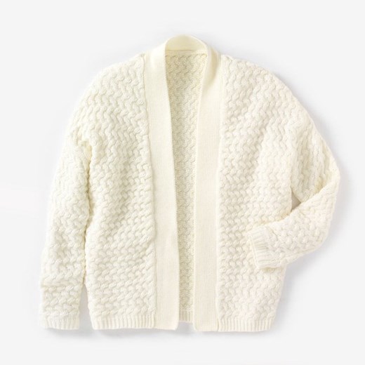 Sweter rozpinany długi, z długim rękawem la-redoute-pl bezowy akryl