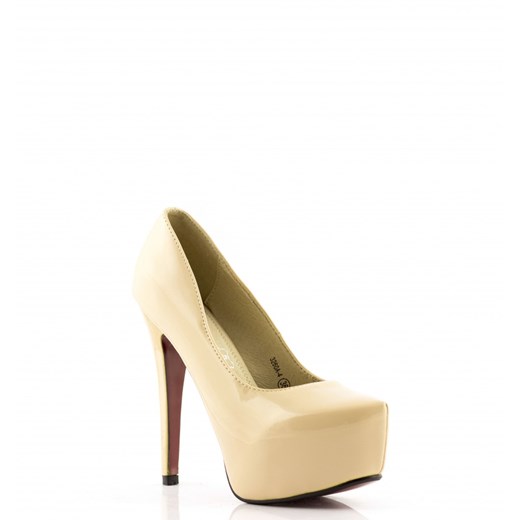 Platformy Beige Platform Heels with Gold Glitter born2be-pl zielony Eko