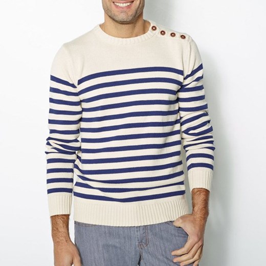 Sweter z okrągłym dekoltem la-redoute-pl bezowy bawełna