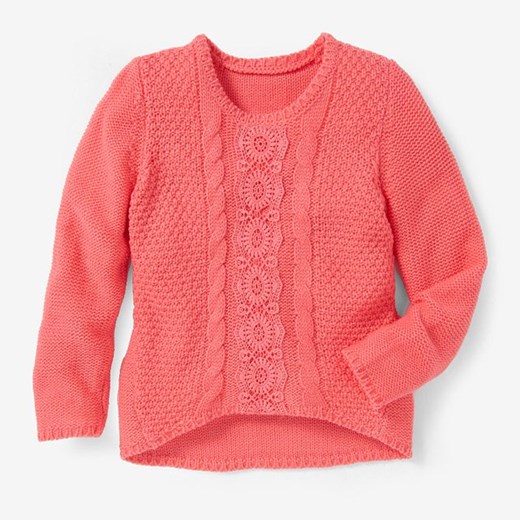 Sweter z koronkową aplikacją la-redoute-pl rozowy akryl