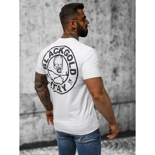 T-shirt męski slim fit biały OZONEE NB/MT3043 ze sklepu ozonee.pl w kategorii T-shirty męskie - zdjęcie 155781856