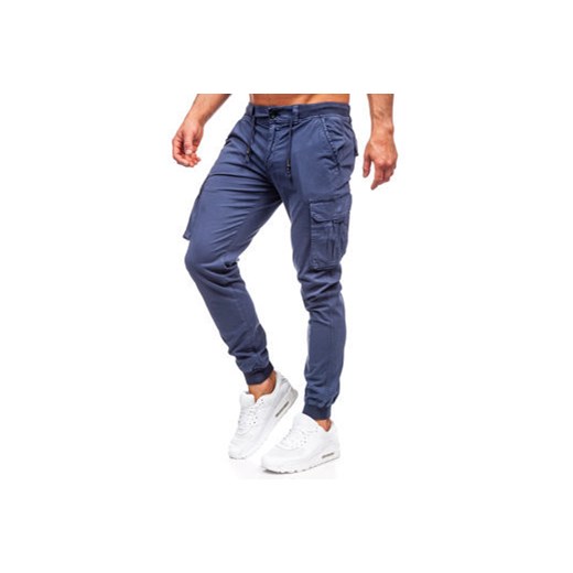 Niebieskie spodnie jeansowe joggery bojówki męskie Denley ZK7812 XL okazja Denley