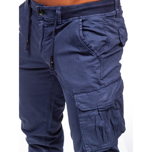 Niebieskie spodnie jeansowe joggery bojówki męskie Denley ZK7812 M Denley promocyjna cena