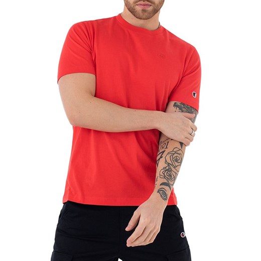 Koszulka Champion Embroidered Comfort Fit Cotton 218496-RS036 - czerwona ze sklepu streetstyle24.pl w kategorii T-shirty męskie - zdjęcie 155796886