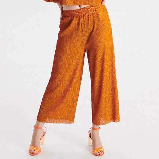 Cropp - Spodnie culotte w prążki - Pomarańczowy Cropp L okazyjna cena Cropp
