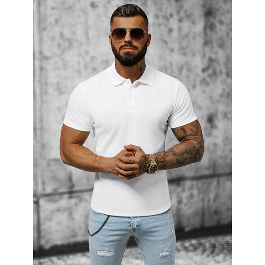 Koszulka męska polo biała OZONEE JS/8T80/1Z Ozonee M okazyjna cena ozonee.pl