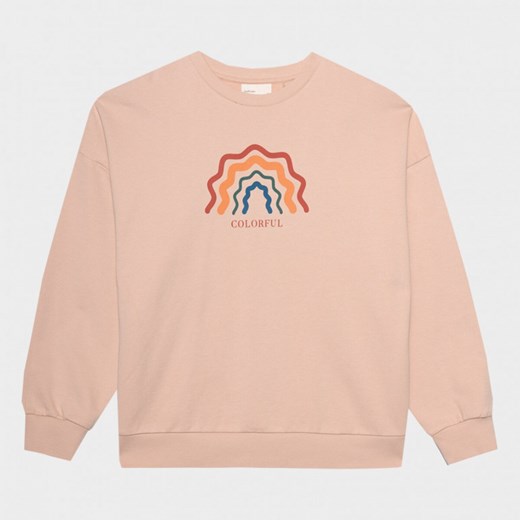 Outhorn bluza damska beżowa długa z dzianiny z napisem 