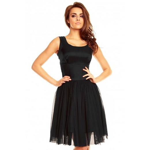 Balowa sukienka z tiulową spódnicą KM130 Czarny kartes-moda czarny balowe