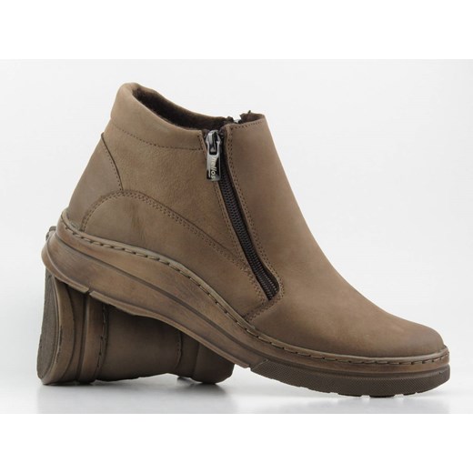 Botki damskie na dwa suwaki - HELIOS Komfort 595, beżowe Helios Komfort 41 ulubioneobuwie