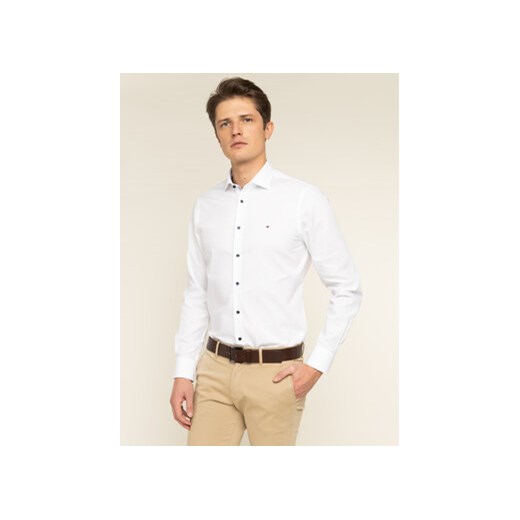 Tommy Hilfiger Tailored Koszula Poplin Classic TT0TT06391 Biały Slim Fit 41 wyprzedaż MODIVO