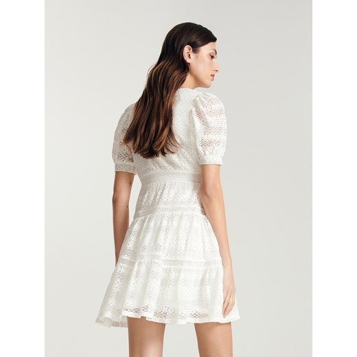 Reserved - Koronkowa sukienka mini - Biały Reserved S Reserved