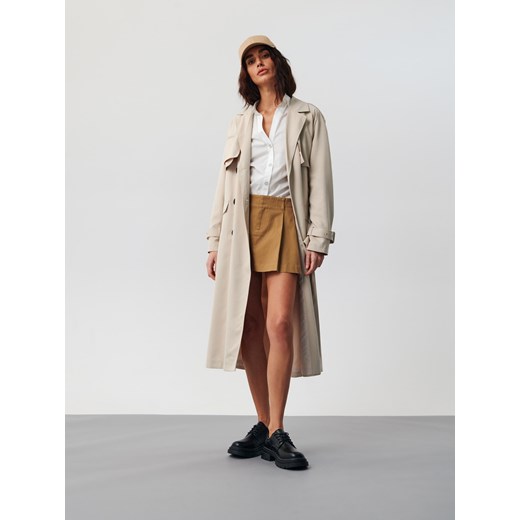 Spódnica beżowa Sinsay z tkaniny mini 