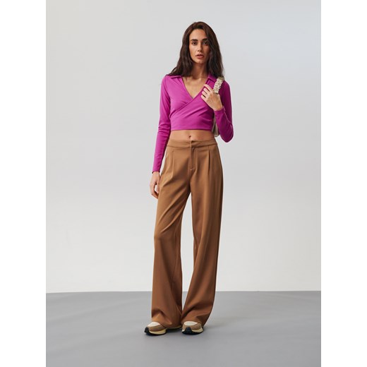 Sinsay - Crop top w prążki - Fioletowy Sinsay XL wyprzedaż Sinsay