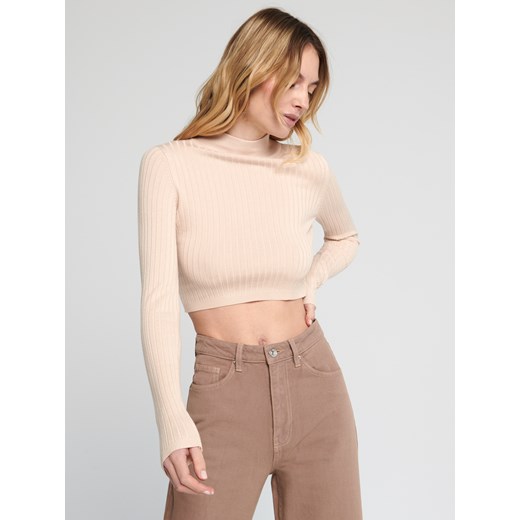 Sinsay - Jeansy wide leg high waist - Beżowy Sinsay 44 Sinsay