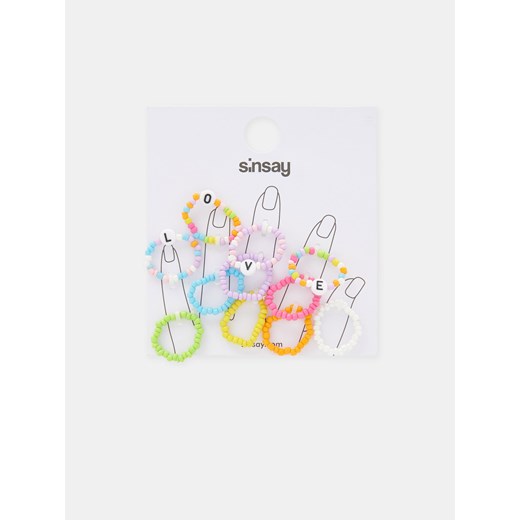 Sinsay - Pierścionki 11 pack - Wielobarwny Sinsay Jeden rozmiar Sinsay