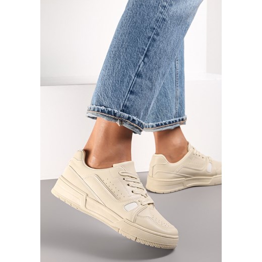 Beżowe Buty Sportowe Sznurowane Mellameia Renee 38 renee.pl okazja