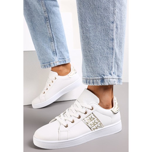 Biało-Złote Sneakersy Sznurowane z Wstawkami Danthe Renee 38 promocja renee.pl