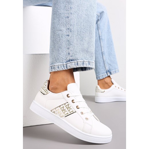 Biało-Złote Sneakersy Sznurowane z Wstawkami Danthe Renee 36 renee.pl okazja