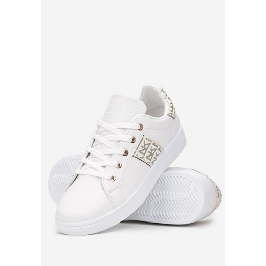 Biało-Złote Sneakersy Sznurowane z Wstawkami Danthe Renee 37 promocja renee.pl