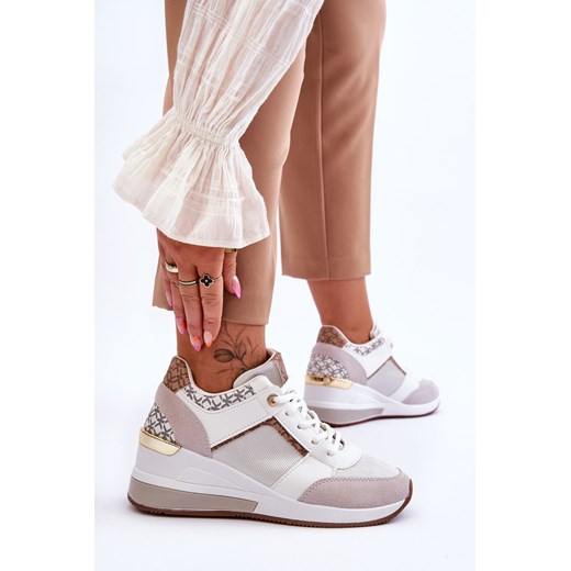 Sneakersy Damskie Koturn Białe Chevre 40 promocja ZAZOO