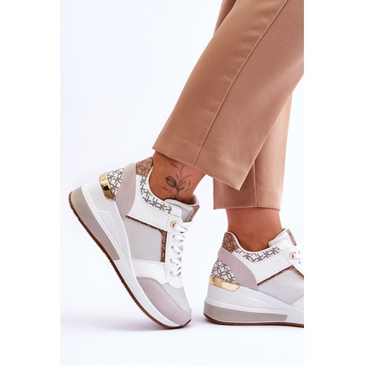 Sneakersy Damskie Koturn Białe Chevre 41 ZAZOO okazyjna cena