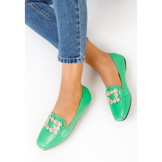 Zielone eleganckie mokasyny damskie Gialla ze sklepu Zapatos w kategorii Mokasyny damskie - zdjęcie 155935776