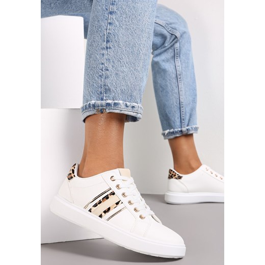Biało-Brązowe Sneakersy Sznurowane na Grubej Podeszwie Volcase Renee 37 renee.pl wyprzedaż